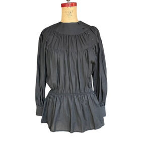 Gerard Martin Womens Blouse Black Tiered Pleated Long Sleeves Crew Neck S NWT